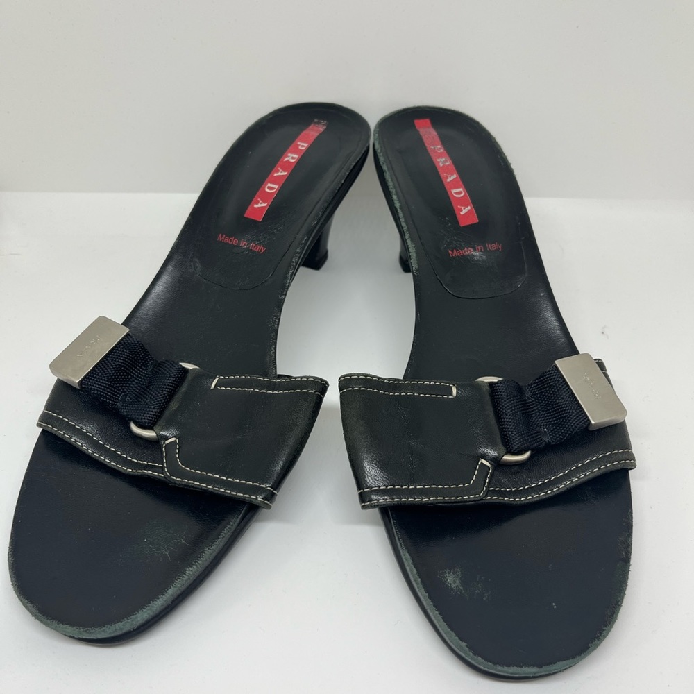 Prada Buckle Strap Heeled Sandal - size 39.5